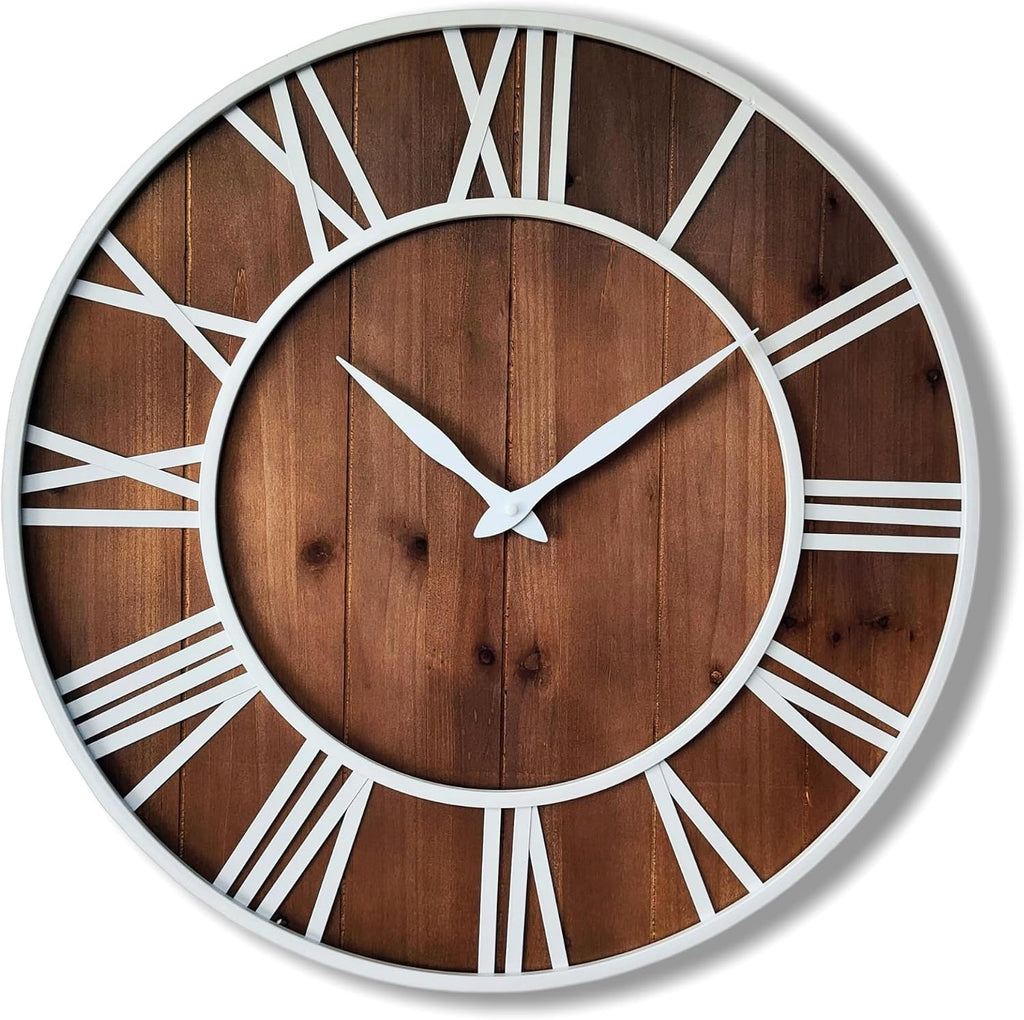 24" Wood Metal Farmhouse Wall Clock