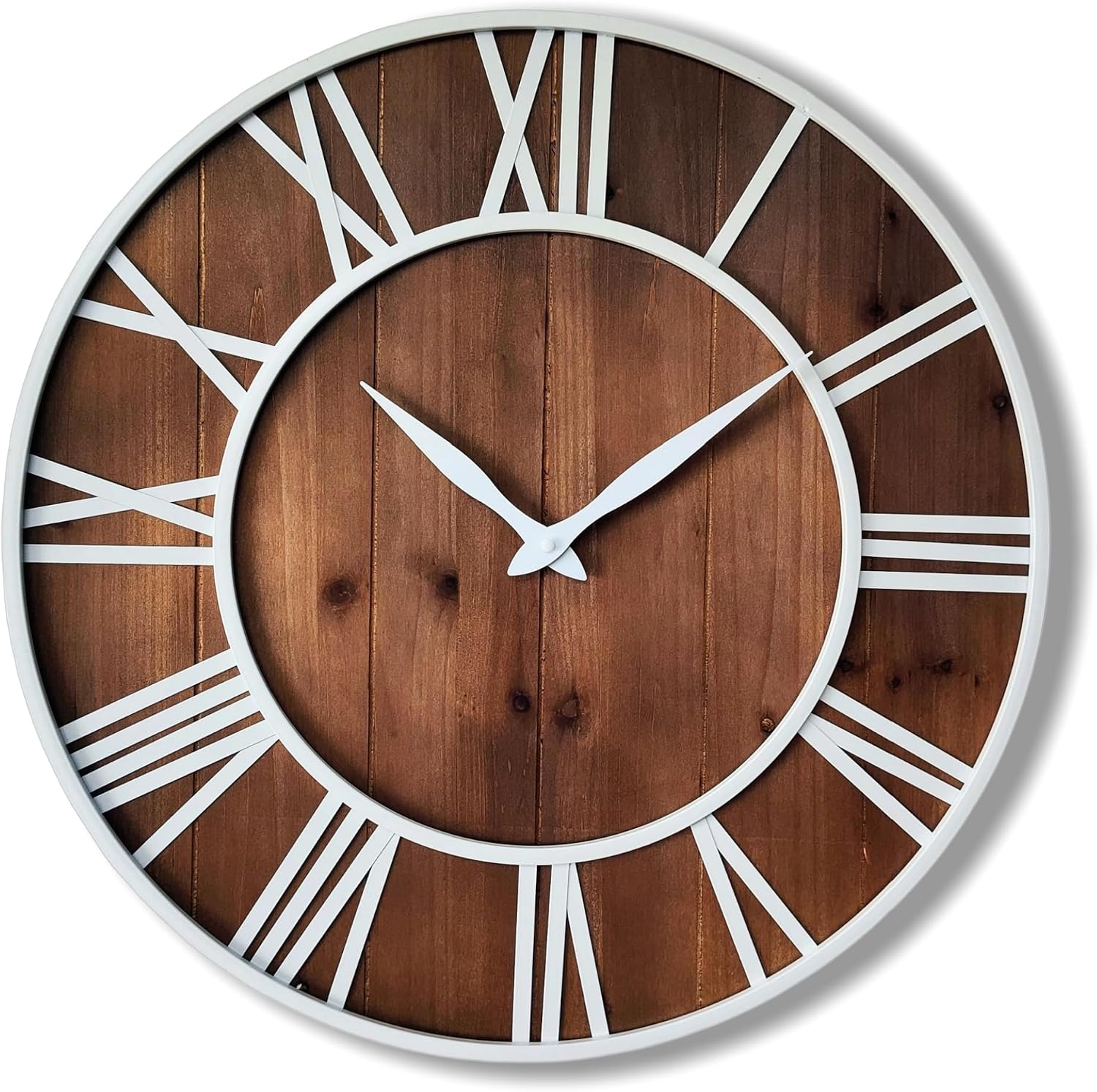 24" Wood Metal Farmhouse Wall Clock