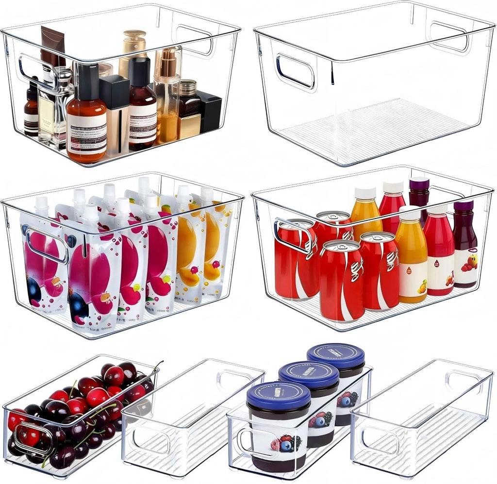 8 Pack Assorted Clear Stackable Storage Bins