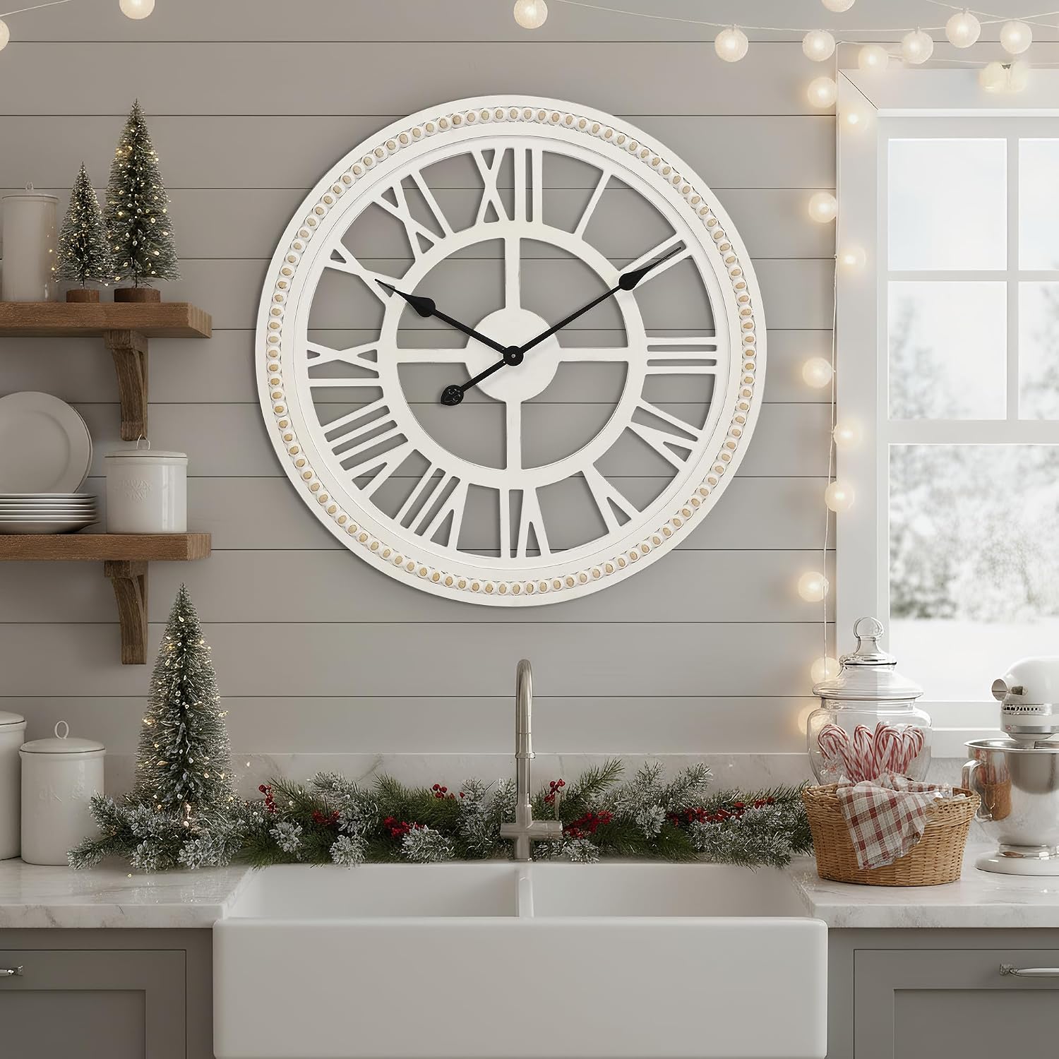 24" Rustic Farmhouse Wooden Clock