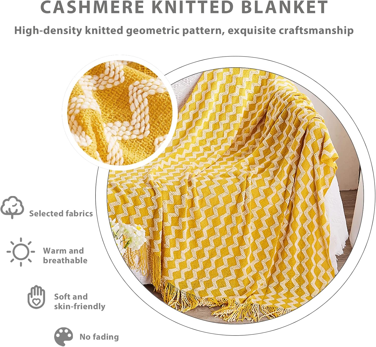 Diamond Tassel Knitted Throw Blanket
