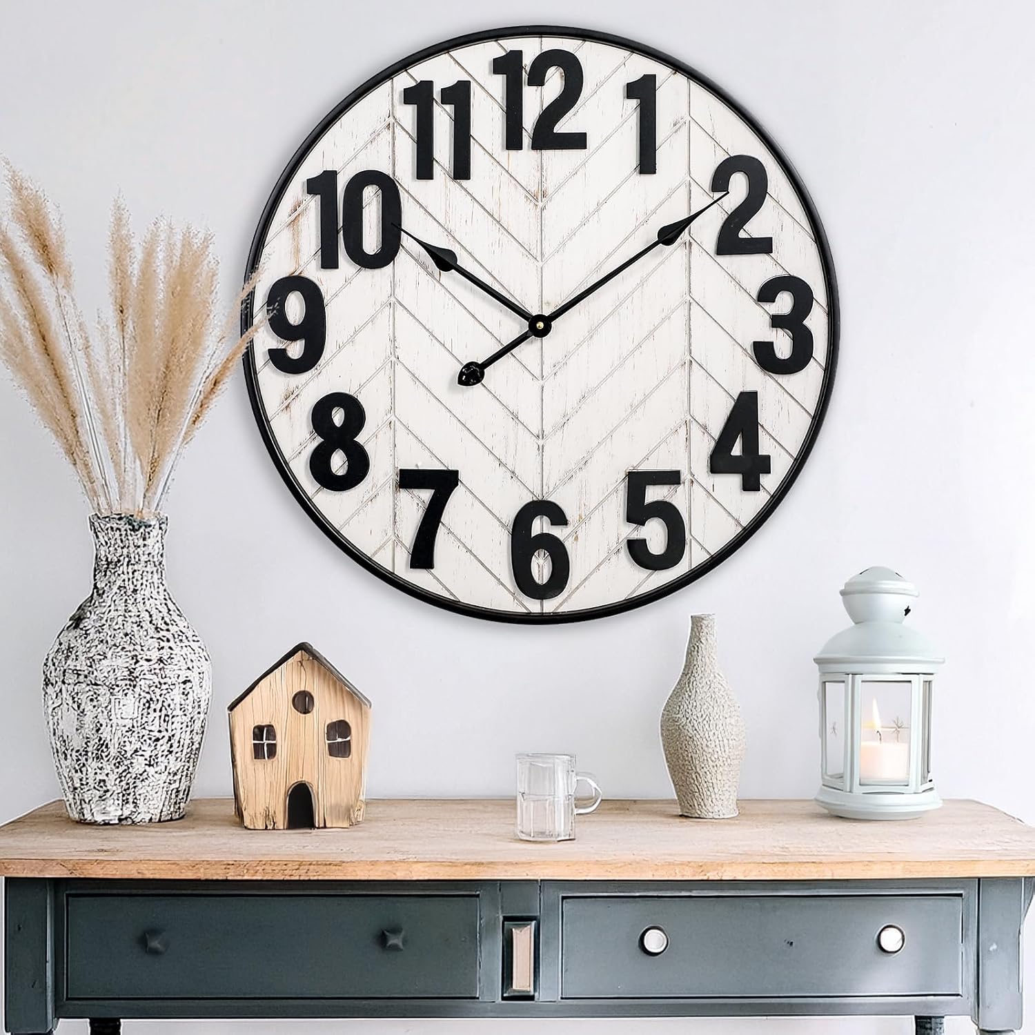 24" Whitewashed Farmhouse Wall Clock