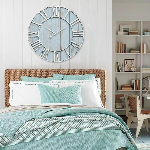 24" Blue Farmhouse Roman Numeral Clock