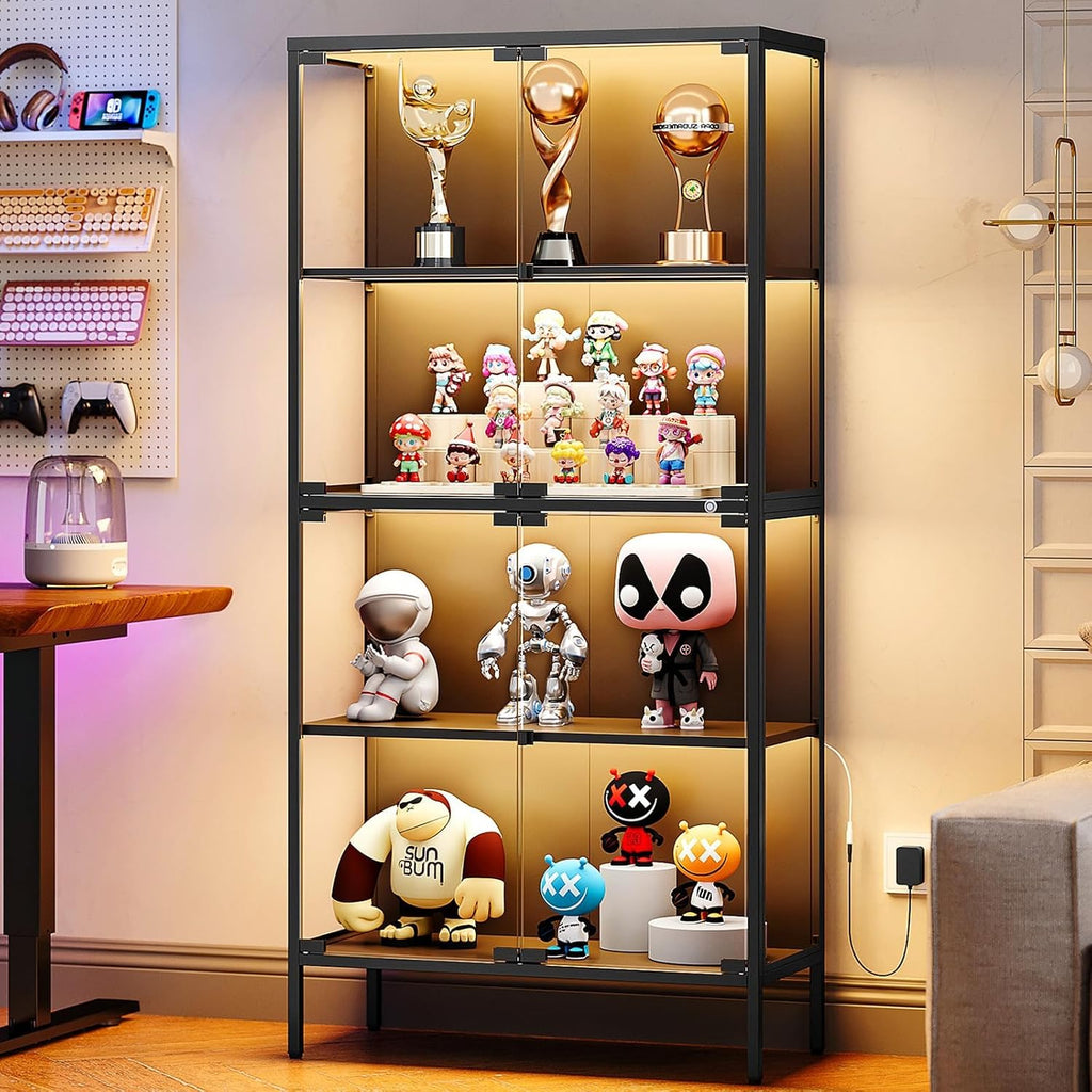 65" Black LED Metal Frame Glass Display Cabinet