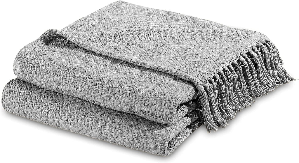 50x60 Platinum Cotton Woven Throw Set