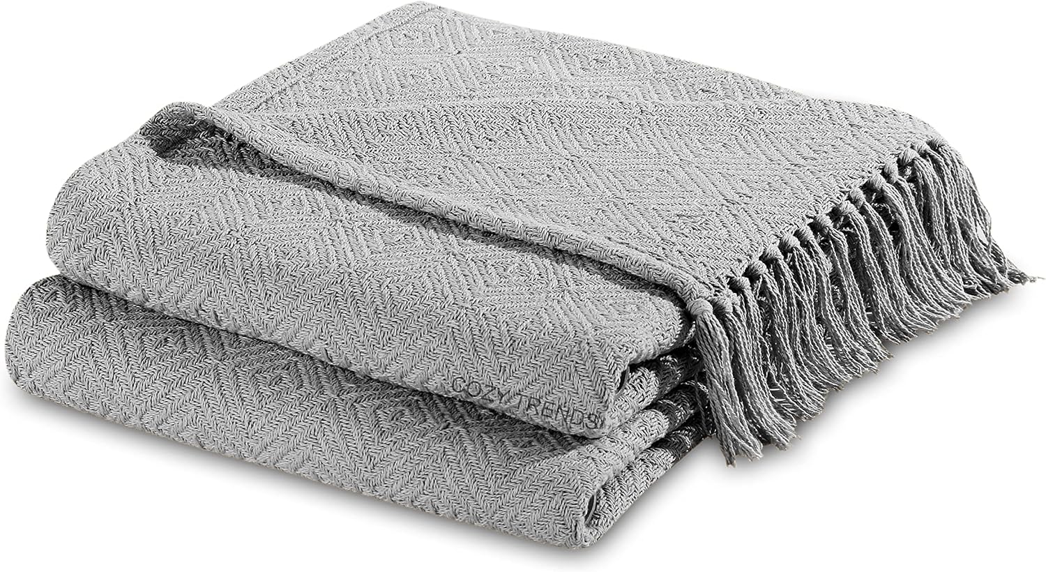 50x60 Platinum Cotton Woven Throw Set