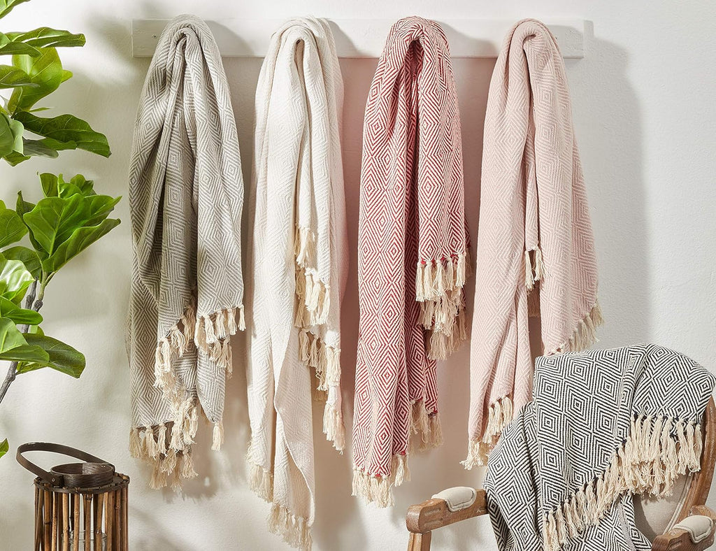 Soft Cotton Diamond Weave Throw