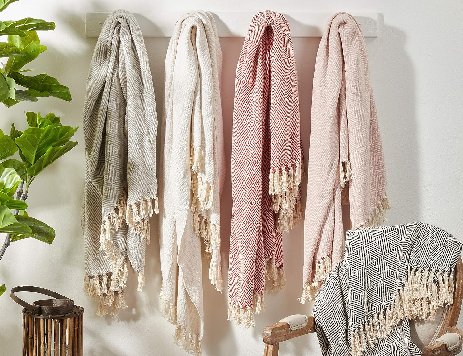 Soft Cotton Diamond Weave Throw