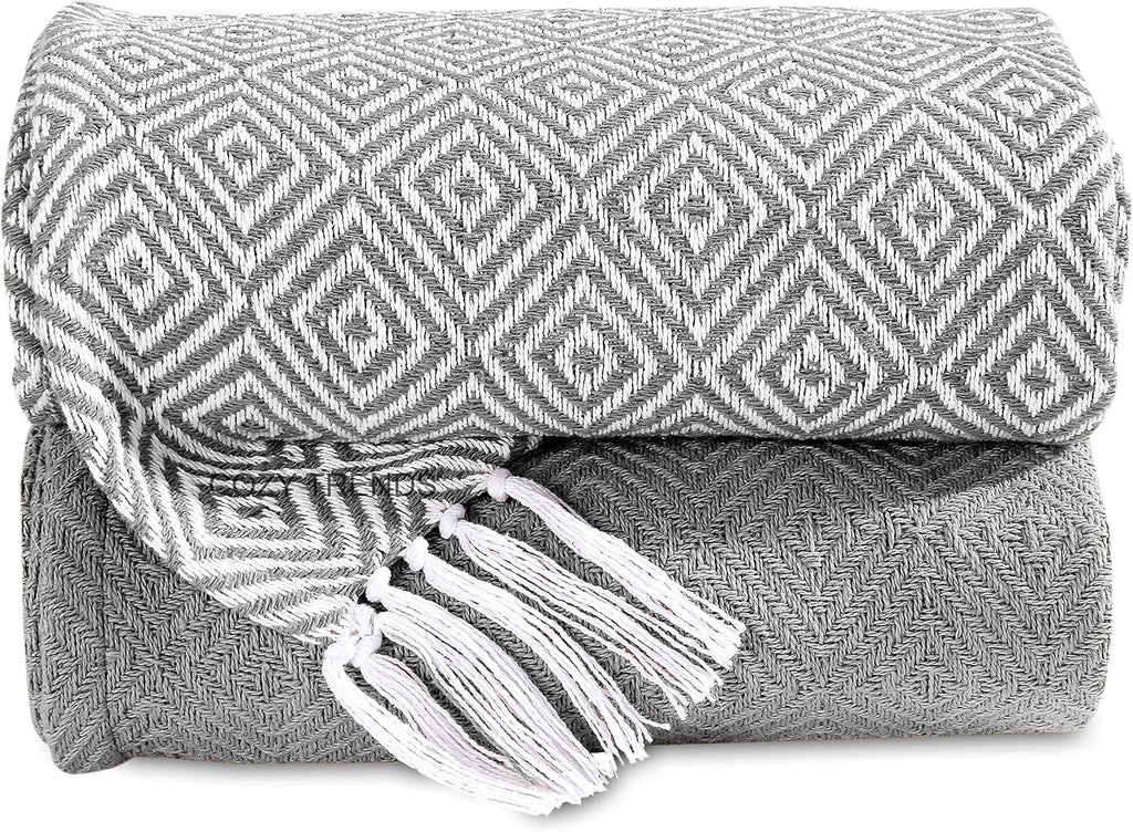 50x60 Platinum Cotton Woven Throw Set