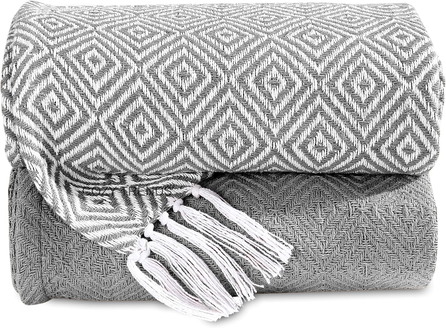 50x60 Platinum Cotton Woven Throw Set
