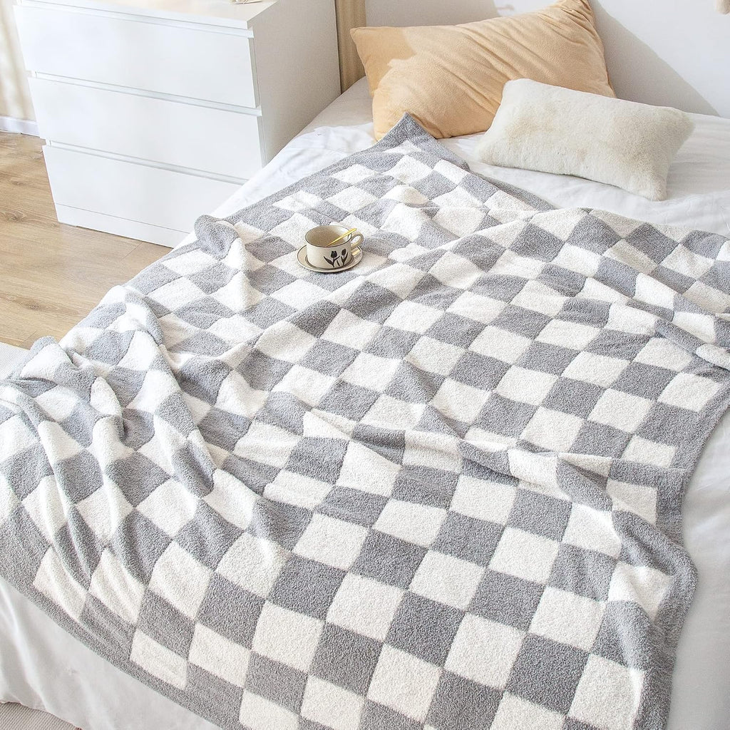 60x79 Grey Reversible Knit Throw