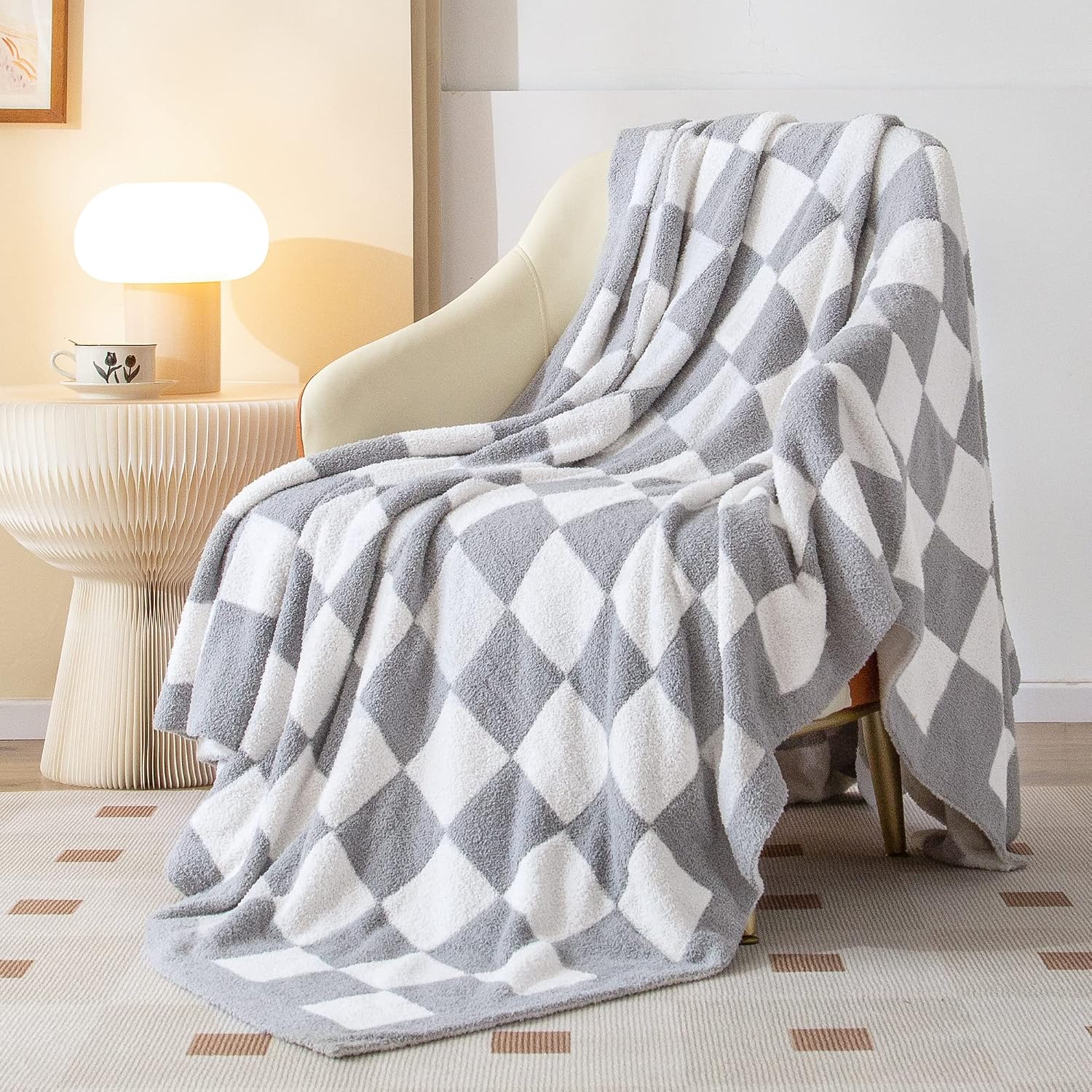 60x79 Grey Reversible Knit Throw