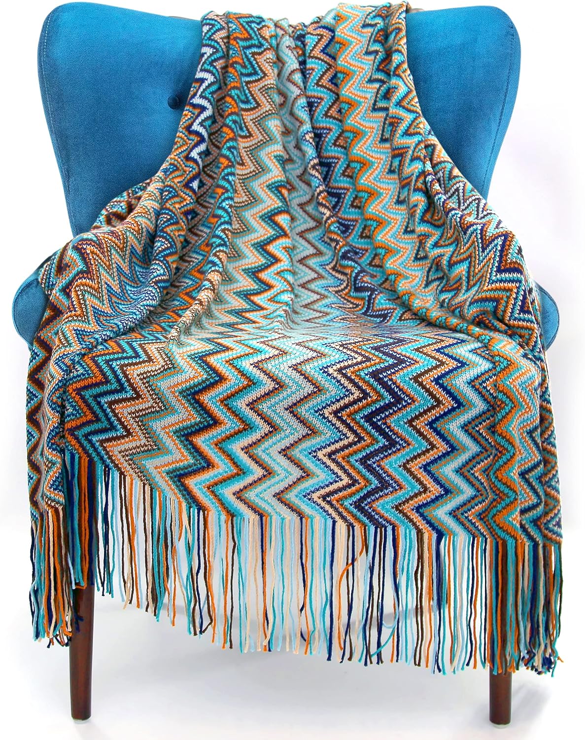 50x67 Knitted Tassel Boho Throw