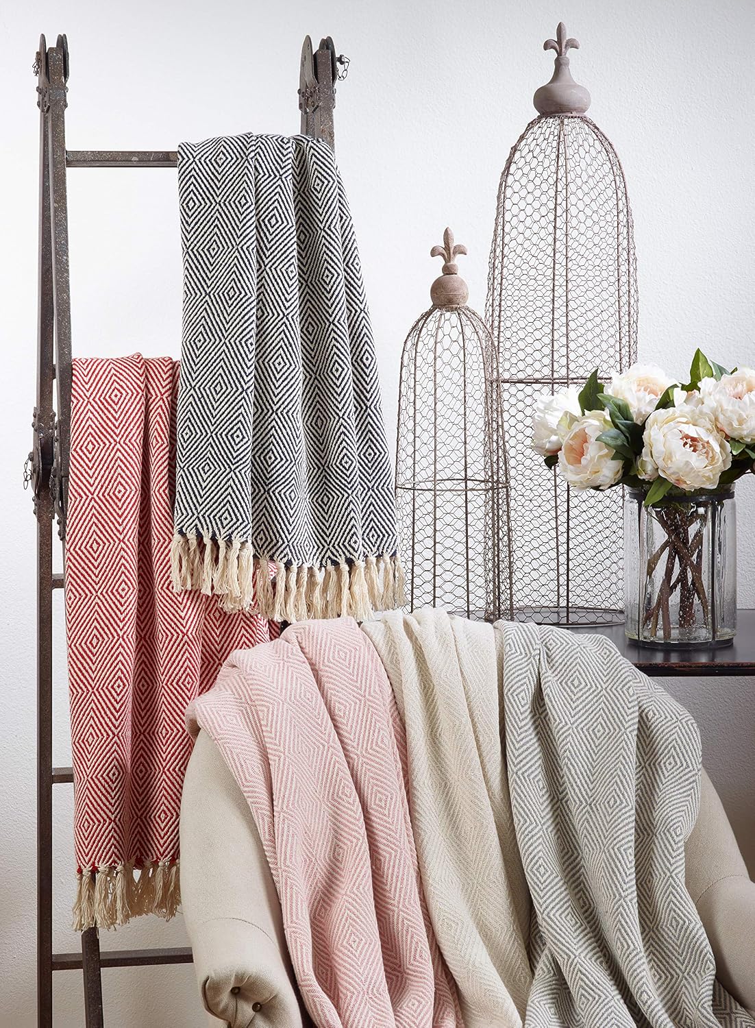 Soft Cotton Diamond Weave Throw